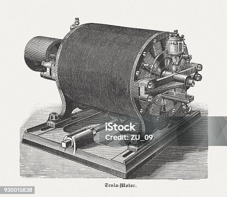 istock Historic Tesla motor with 12 Poles, wood engraving, published 1898 930015838