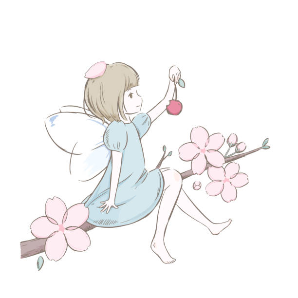 Hope spring is coming butterfly fairy flower white background stock illustrations