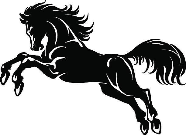 stockillustraties, clipart, cartoons en iconen met horses - jumping