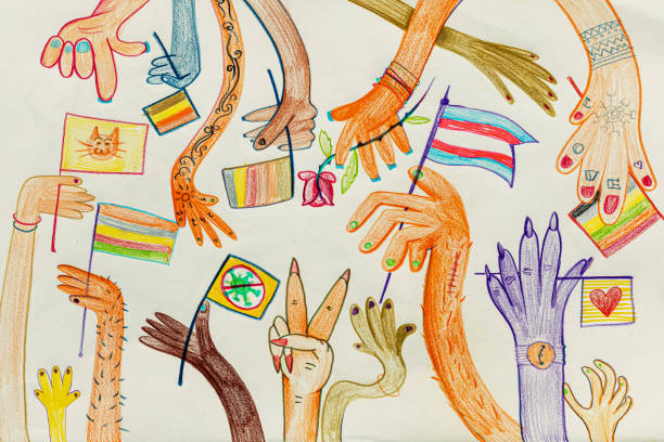 Human hands together for equality vector art illustration