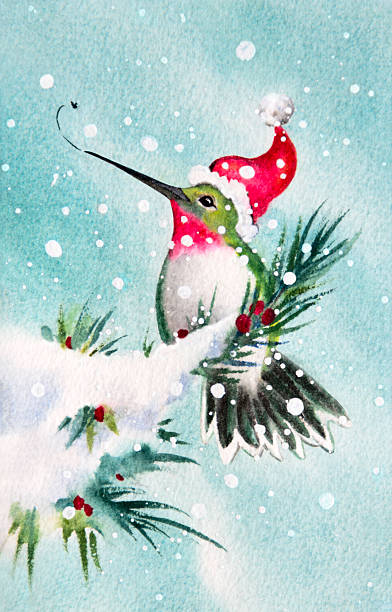 Hummingbird Comes Home For the Holidays vector art illustration