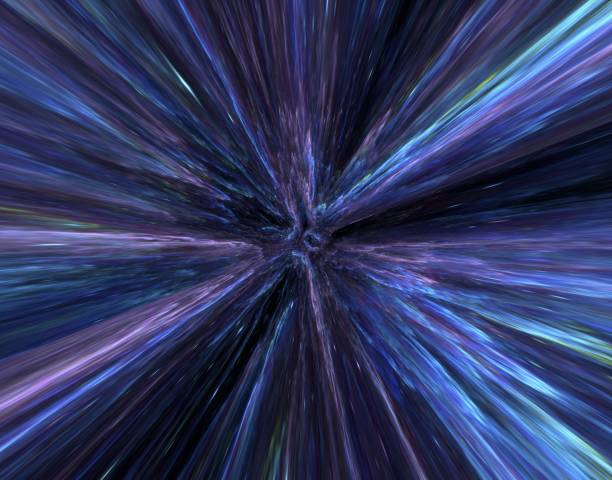 hyperraum bewegungsunschärfe durch das universum, bewegt sich mit lichtgeschwindigkeit tunnelgalaxie, hypersprung abstrakter farbhintergrund - zeitmaschine düster stock-grafiken, -clipart, -cartoons und -symbole