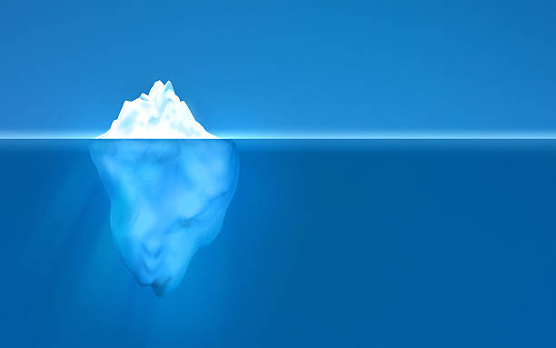 stockillustraties, clipart, cartoons en iconen met iceberg floating in transparent water showing underwater part, copy space - ijsberg