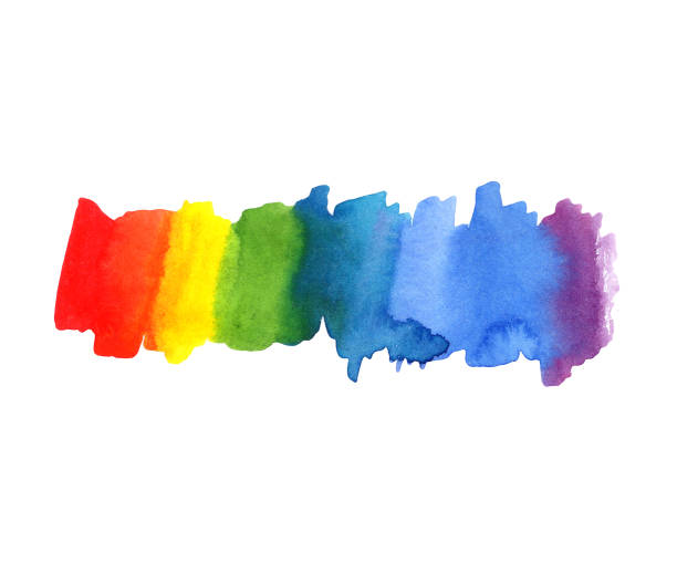 抽象水彩畫彩虹彩色印跡背景。色譜 - 同性戀者 幅插畫檔、美工圖案、卡通及圖標