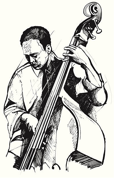 illustration of a bass player vector art illustration