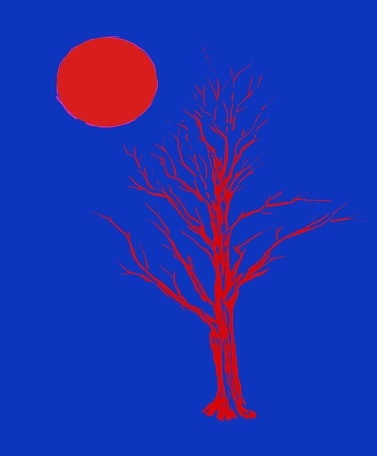 Illustration of an incandescent sun on a blue background