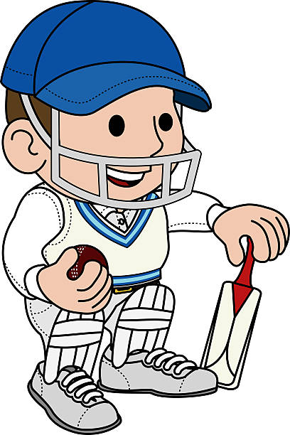 Royalty Free Kids Playing Cricket Clip Art Vector Images