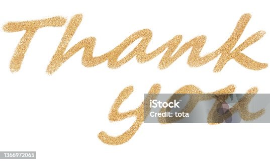 istock Illustration of the word "Thank you" drawn with grains of sand 1366972065