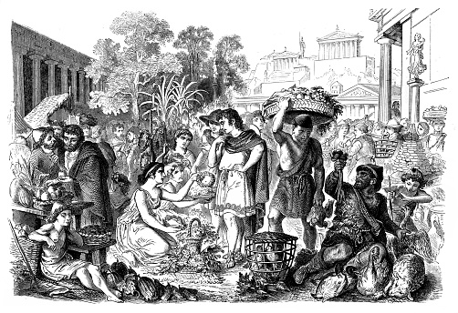 Illustration of a In the Athens market