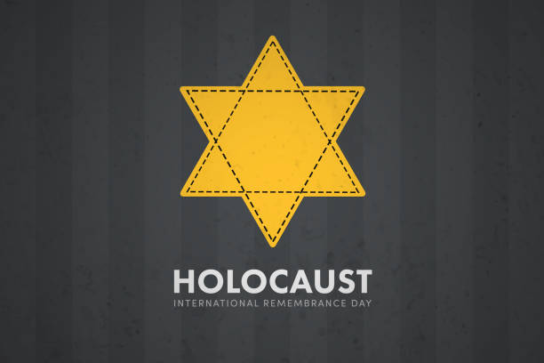 międzynarodowy dzień pamięci o ofiarach holokaustu. żydowska gwiazda obozów koncentracyjnych. - holocaust remembrance day stock illustrations