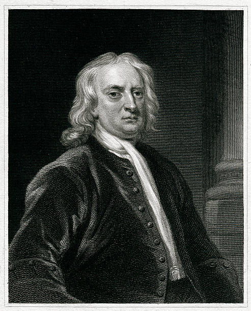 Isaac Newton Engraving From 1833 Featuring The Scientist, Isaac Newton.  Newton Lived From 1642 Until 1727. isaac newton stock illustrations