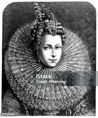 istock Isabella Clara Eugenia wearing lace collar engraving 171151740