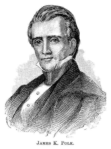 James K. Polk - Antique Engraved Portrait Antique engraved portrait of James K. Polk (1795-1849), the 11th President of the United States. james knox polk stock illustrations