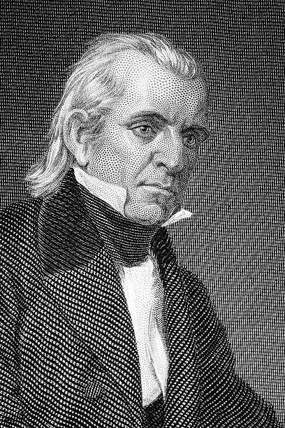 James Knox Polk 11th US President James Knox Polk (1795 – 1849) was the 11th President of the United States (1845–49). An image of an original engraving from the "National Portrait Gallery of Eminent Americans" published in 1862. james knox polk stock illustrations