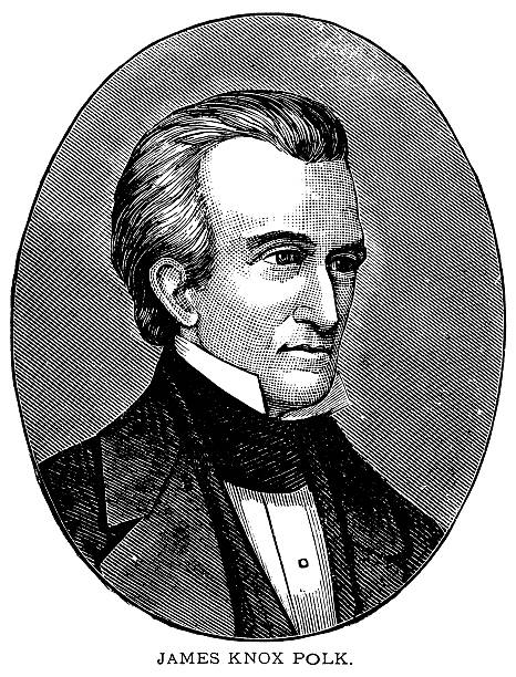 James Knox Polk "Engraving From 1884 Featuring The 11th President Of The United States, James Knox Polk.  Polk Lived From 1795 Until 1849." james knox polk stock illustrations