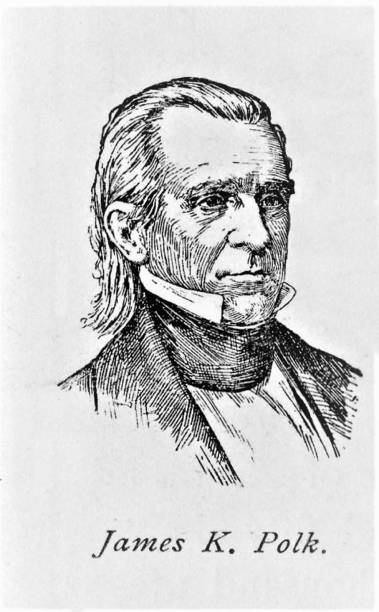 James Polk, 11th President of the United States James Knox Polk, 11th president of the United States. He previously was Speaker of the U.S. House of Representatives and Governor of Tennessee. Polk was born November 2, 1795, in North Carolina and died June 15, 1849 in Tennessee. Illustration published in The New Eclectic History of the United States by M. E. Thalheimer (American Book Company; New York, Cincinnati, and Chicago) in 1881 and 1890. Copyright expired; artwork is in Public Domain. james knox polk stock illustrations
