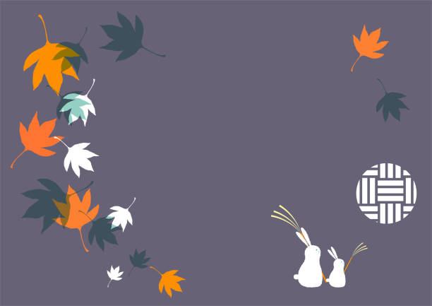 日本の秋のデザインの背景 - 中秋の名月点のイラスト素材／クリップアート素材／マンガ素材／アイコン素材