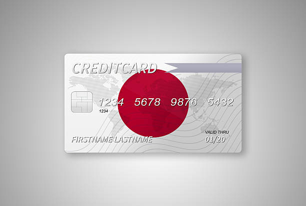 Japanese Credit Card on Gradient Background vector art illustration