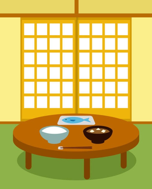 テーブルの上の日本食 - 茶室点のイラスト素材／クリップアート素材／マンガ素材／アイコン素材
