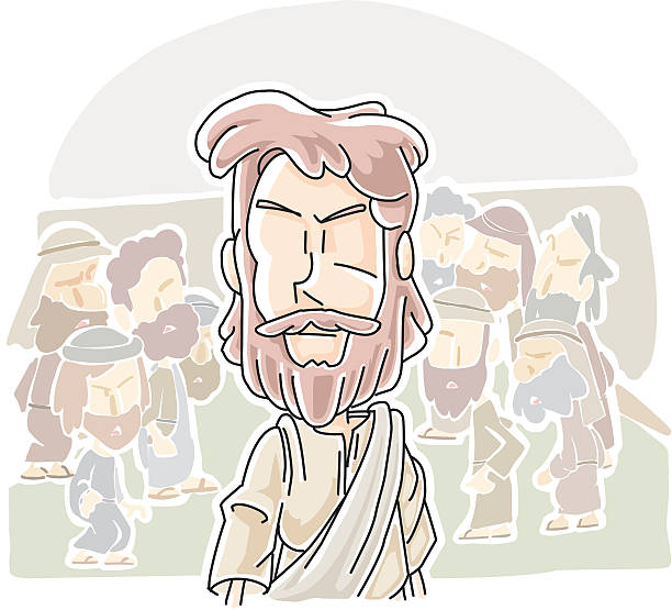 Jesus walked through the crowd  angry crowd stock illustrations