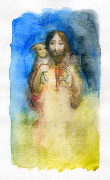 ilustrações, clipart, desenhos animados e ícones de jesus com cordeiro - gado brasil