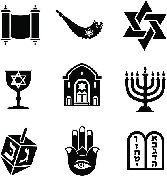 Jewish icons Vector icons with a Jewish theme. synagogue stock illustrations