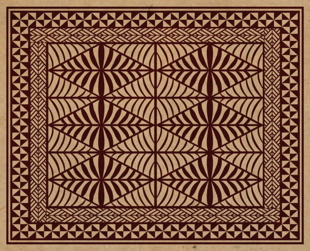 ilustrações, clipart, desenhos animados e ícones de tecido de juta coberto por padrão inspirado em elementos de design tradicionais das ilhas tonga. - tonga