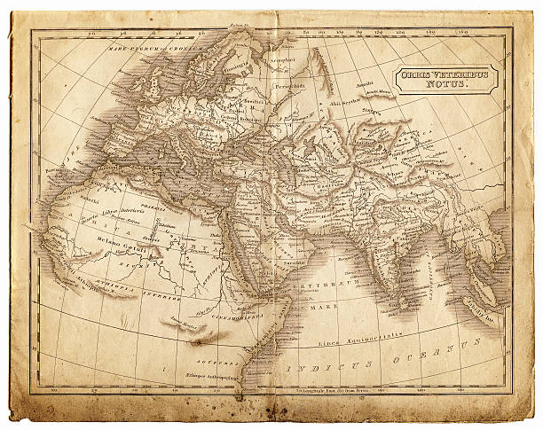 Known parts of the world on ancient times Known parts of the world on ancient times (Orbis Veteribus Notus) map was drawn in 1838, and is composite with a couple of grunge sepia papers. mesopotamian stock illustrations