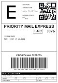 istock Label with data and barcode, illustration. Parcel delivery 1322481613