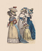 istock Late 18th century, French costumes, hand-colored wood engraving, published c.1880 1328878224