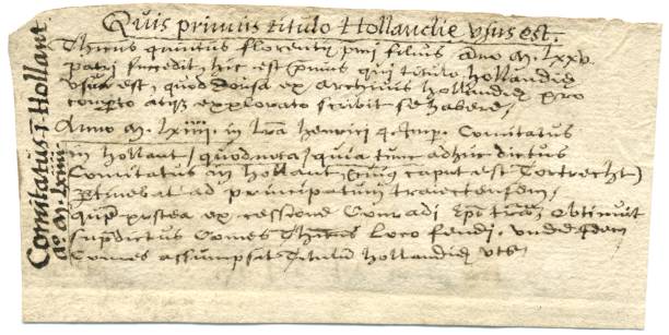 Latin handwriting County of Holland 17th century writing vector art illustration