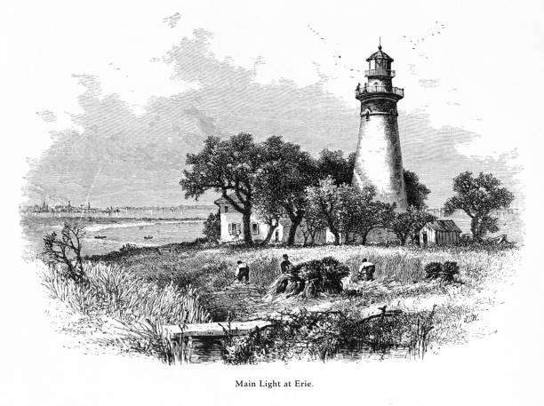 Lighthouse, Buffalo, New York, United States, American Victorian Engraving, 1872 Very Rare, Beautifully Illustrated Antique Engraving of Lighthouse, Buffalo, New York, United States, American Victorian Engraving, 1872. Source: Original edition from my own archives. Copyright has expired on this artwork. Digitally restored. buffalo new york stock illustrations