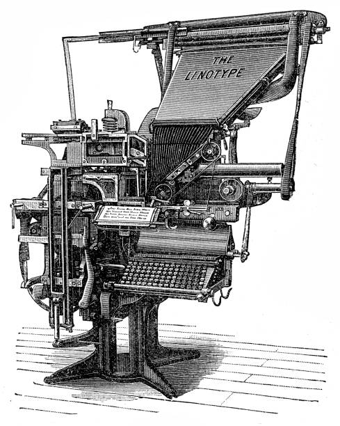 Linotype machine Illustration of a Linotype machine linotype stock illustrations
