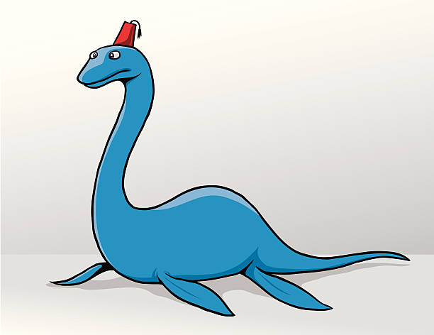 Loch Ness Zen The Loch Ness Monster is just chilling with his fez, keepin' it real. loch ness monster stock illustrations