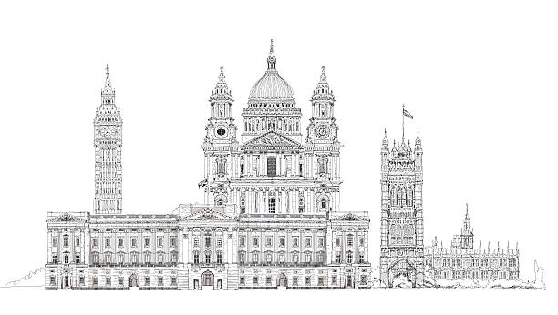 bildbanksillustrationer, clip art samt tecknat material och ikoner med london. big ben, parliament, st. paul cathedral. sketch collection - bridge sight