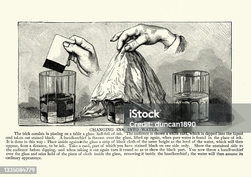 istock Magic trick, changing ink into water, Victorian 19th Century 1335084779