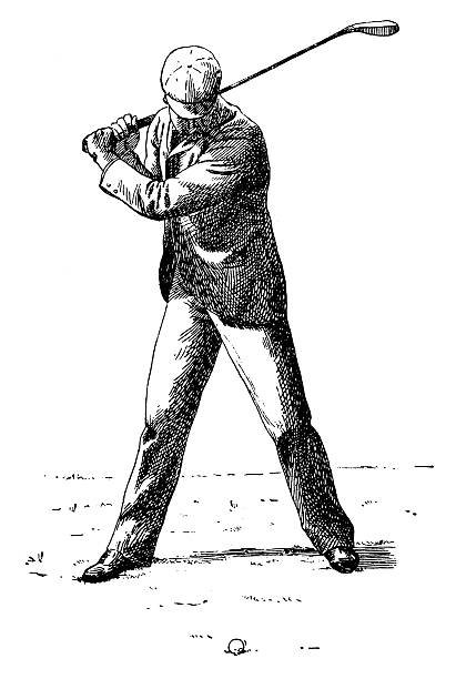 man playing golf | antique sport illustrations - 高爾夫球 插圖 幅插畫檔、美工圖案、卡通及圖標