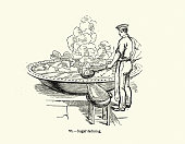 istock Man refining sugar in wide shallow vat, Victorian 1850s, 19th Century 1371366431