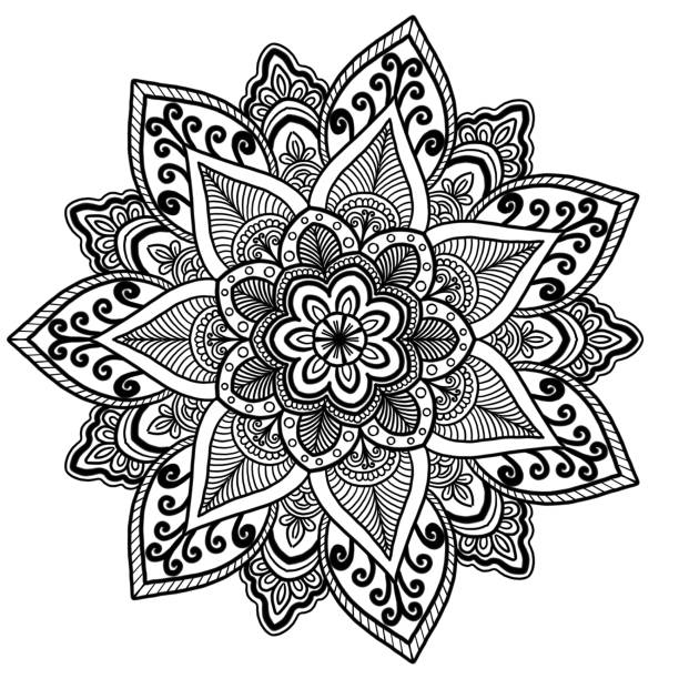 Mandala pattern coloring books mandala pattern concept meditation. indian henna tattoo pattern. coloring books for everyone and used for wallpapers. greeting card, paper pattern, tile pattern coloring book pages templates stock illustrations