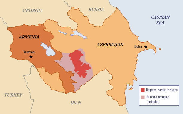 stockillustraties, clipart, cartoons en iconen met kaart van nagorno-karabach - armenia