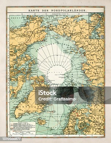 istock Map of Northpole area with greenland Russia and Canada 1898 1370566877