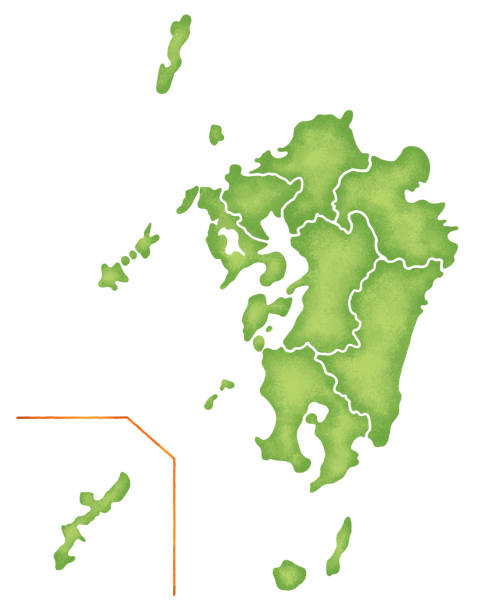 九州地方の地図 - 九州点のイラスト素材／クリップアート素材／マンガ素材／アイコン素材