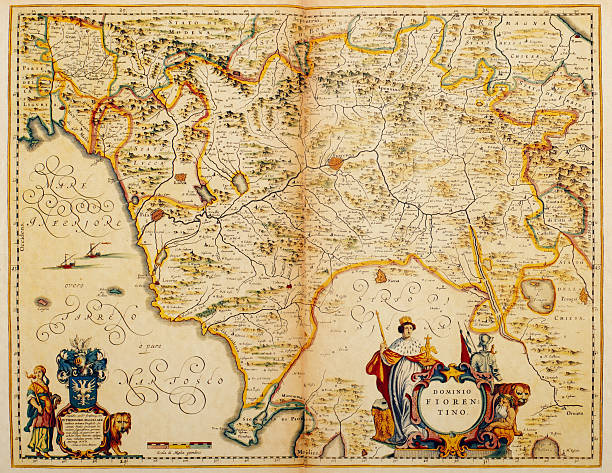 illustrazioni stock, clip art, cartoni animati e icone di tendenza di mappa della toscana 1635 - isola d'elba