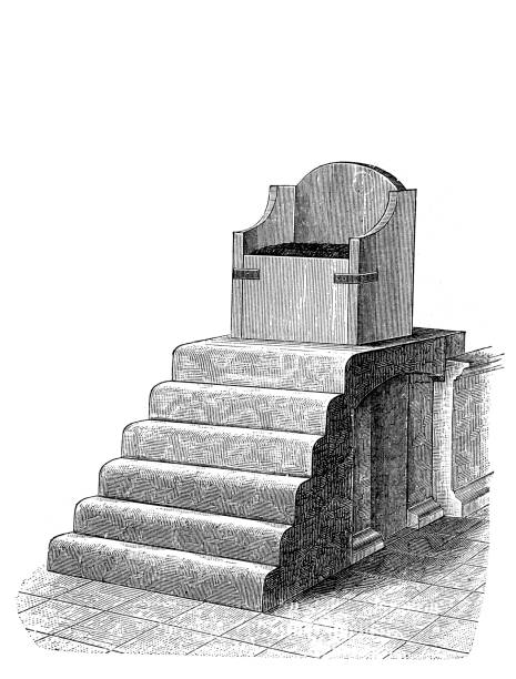 stockillustraties, clipart, cartoons en iconen met marmeren stoel van karel de grote, in de kathedraal van aken - old stone stair