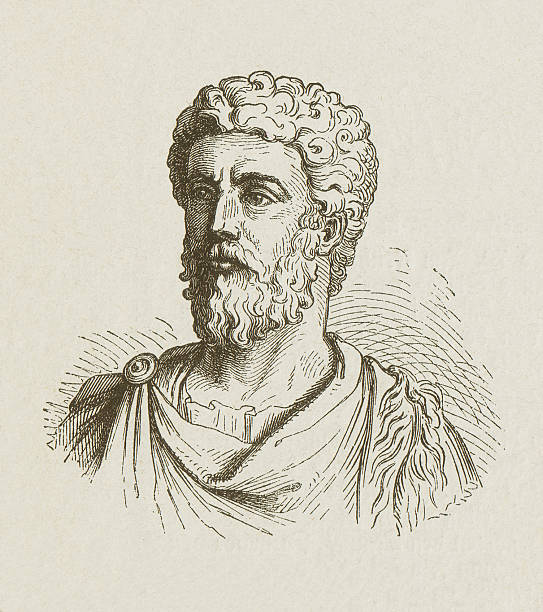 Marcus Aurelius (121-180), Roman Emperor, wood engraving, published in 1877 vector art illustration