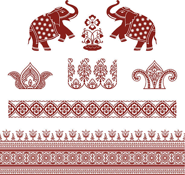 mehndi украшения - культура индии stock illustrations
