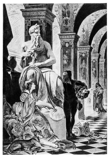 Michael Angelo and Vittoria Colonna engraving 1894 Engraving illustration from the book "Great Men and Famous Women" 1894 michelangelo artist stock illustrations