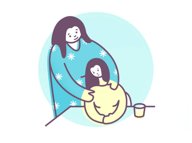 illustrations, cliparts, dessins animés et icônes de illustration réconfortante de fille de mère - parent adolescent anxiété