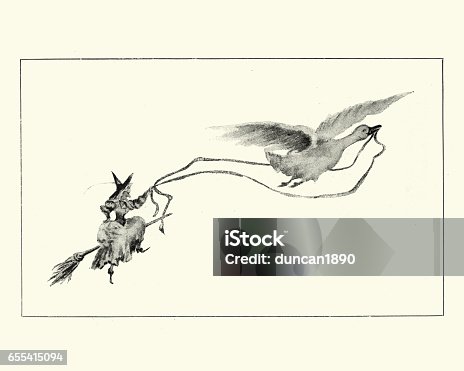 istock Mother Goose riding a broomstick 655415094
