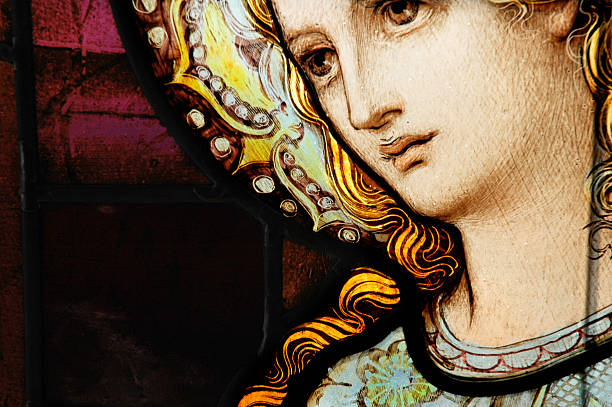 mother mary window - madonna stock illustrations